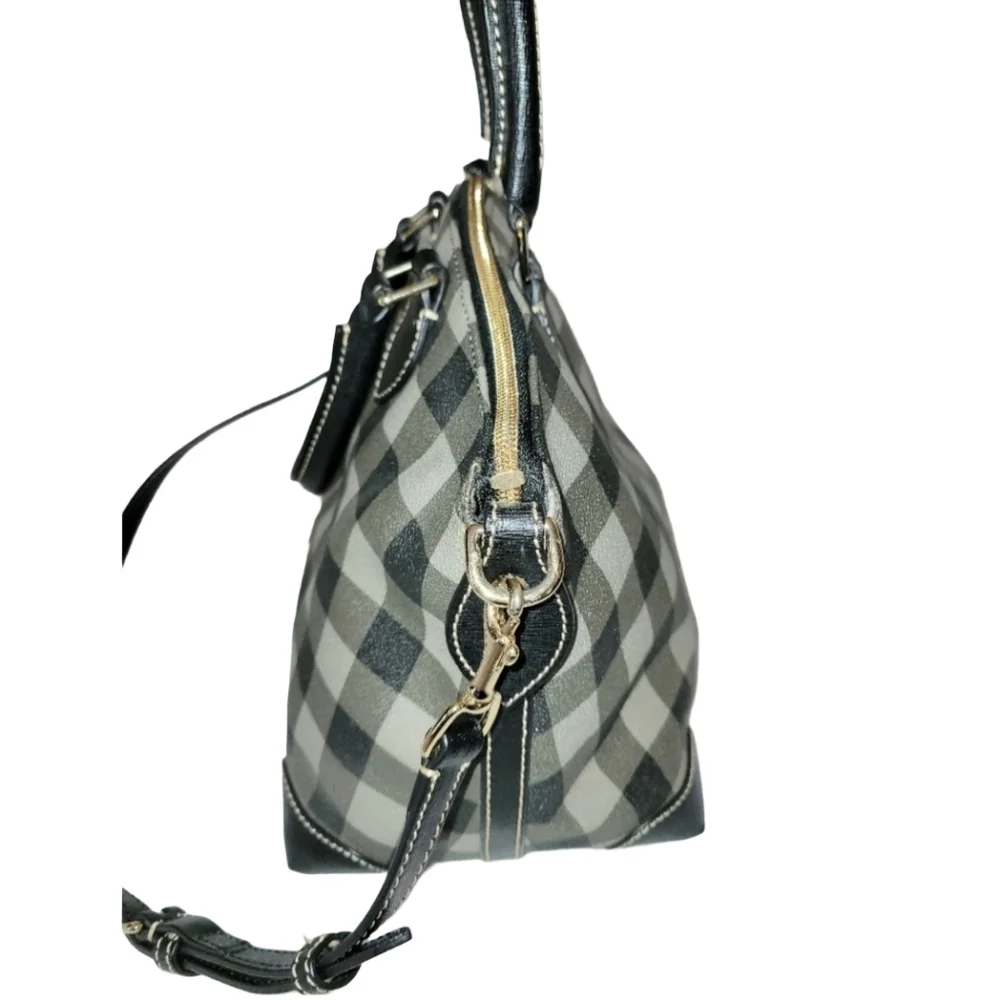 Dooney & Bourke Tucker Buffalo Plaid Darcy Satchel Black Charcoal Gray Tote